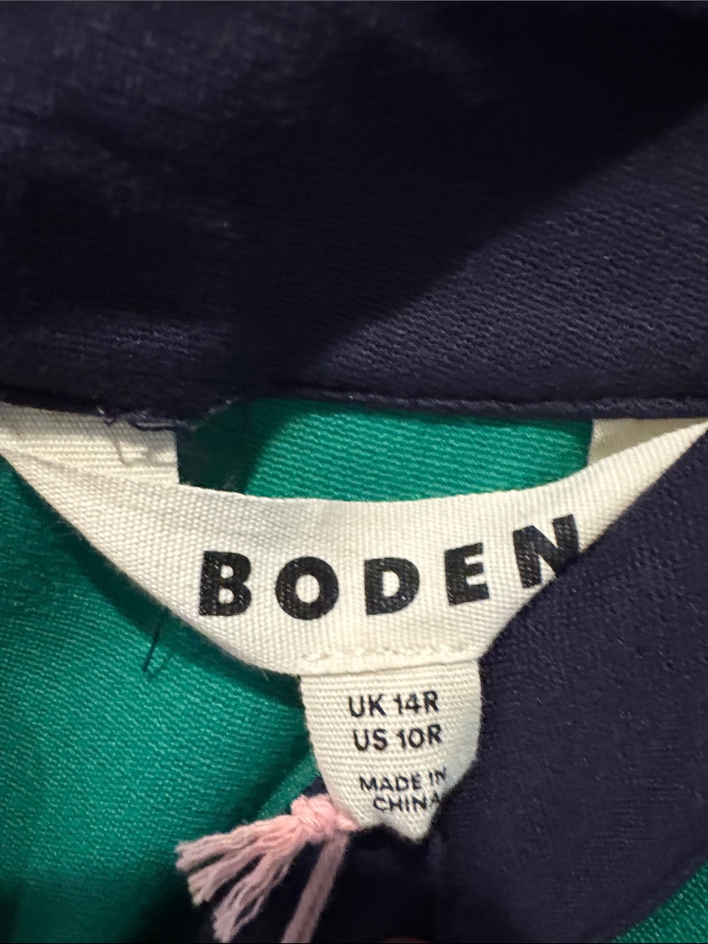 Boden Green Midi Dress with Navy Trim - Picture 4 of 5
